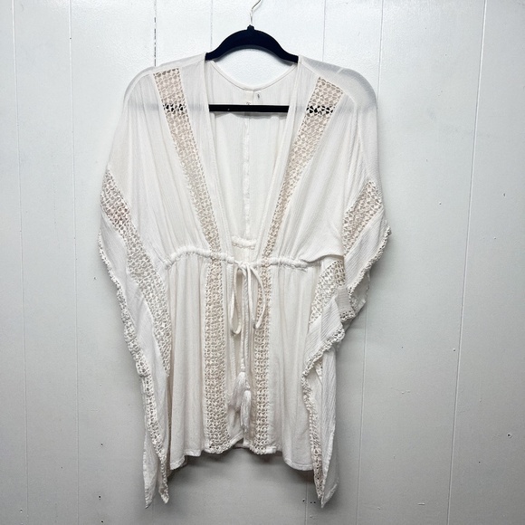 Elan Women's Embroidered Gauzy Bohemian Tunic Top Size Small Oversized Beachy - Picture 1 of 12
